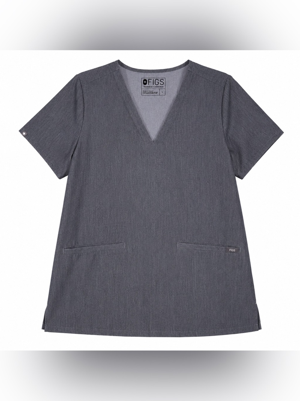 Figs Women's Short Sleeve V-Neck Scrub Top - Charcoal Gray